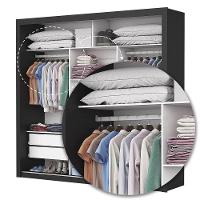 Guarda-roupa Casal Melissa 4 Gavetas Glass Carioca Móveis Preto - 2