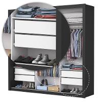 Guarda-roupa Casal Melissa 4 Gavetas Glass Carioca Móveis Preto - 3