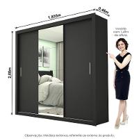 Guarda-roupa Casal Melissa 4 Gavetas Glass Carioca Móveis Preto