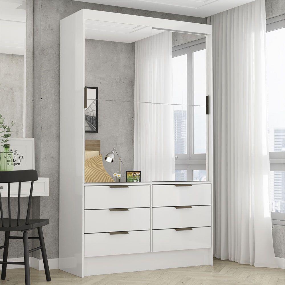 Guarda-roupa Sevilha 2 Pts 6 Gavetas Premium Carioca Móveis Branco - 2