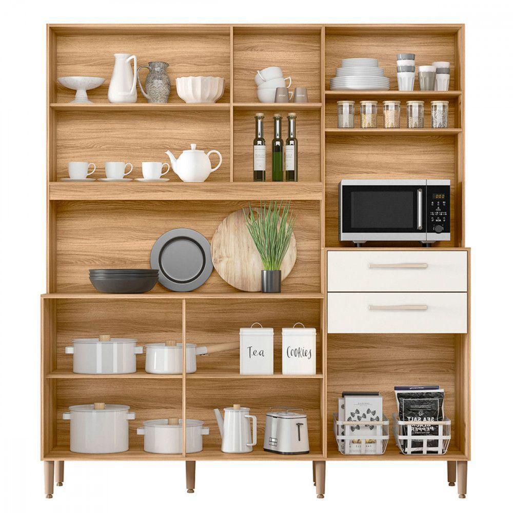 Cozinha Compacta Salsa 6 Portas 2 Gavetas Cristal Nicioli Freijó/off White - 3