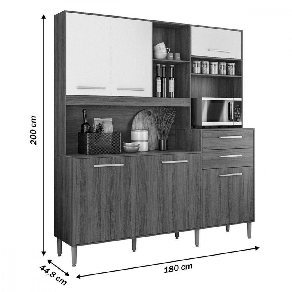 Cozinha Compacta Salsa 6 Portas 2 Gavetas Cristal Nicioli Freijó/off White - 4