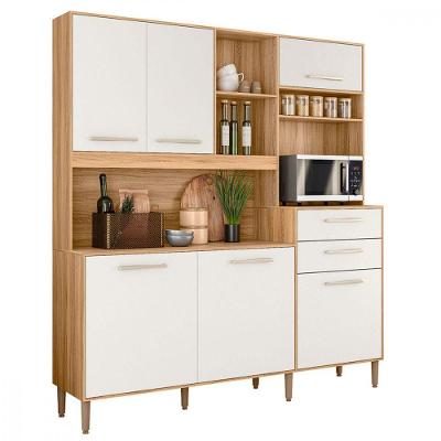 Cozinha Compacta Salsa 6 Portas 2 Gavetas Cristal Nicioli Freijó/off White