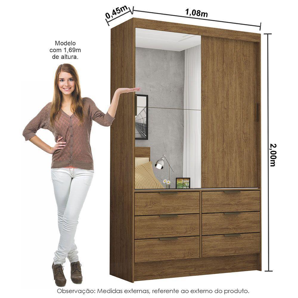 Guarda-roupa Sevilha 2 Portas 6 Gavetas Plus Carioca Móveis Cinamomo - 3