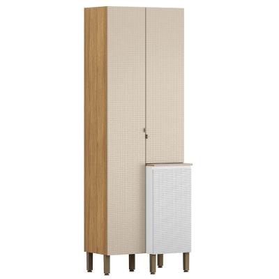 Armário Paneleiro Duplo Art 3 Portas Kit's Paraná Cor:freijó ártico Soft