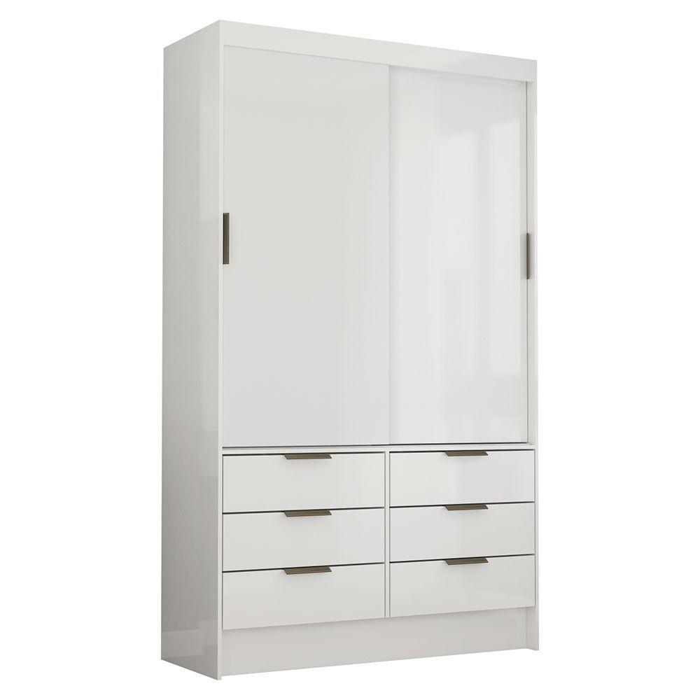 Guarda-roupa Sevilha 2 Portas 6 Gavetas Carioca Móveis Branco - 1