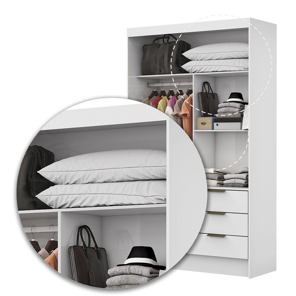 Guarda-roupa Sevilha 2 Portas 6 Gavetas Carioca Móveis Branco - 7
