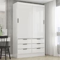 Guarda-roupa Sevilha 2 Portas 6 Gavetas Carioca Móveis Branco - 2