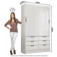 Guarda-roupa Sevilha 2 Portas 6 Gavetas Carioca Móveis Branco - 3