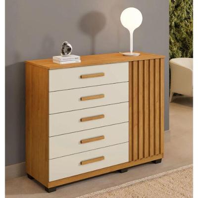 Cômoda Paris 5 Gavetas E 1 Porta Benetil Móveis - Cinamomo/off