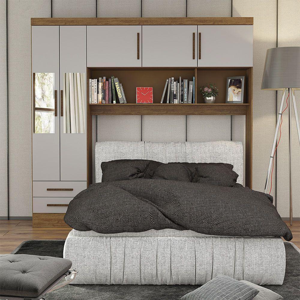 Guarda-roupa Modulado 5pts 2gvts Com Espelho Carioca Móveis Cinamomo/off White - 2