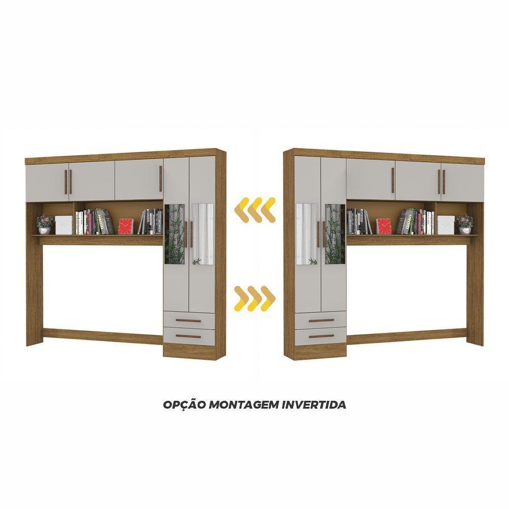 Guarda-roupa Modulado 5pts 2gvts Com Espelho Carioca Móveis Cinamomo/off White - 6