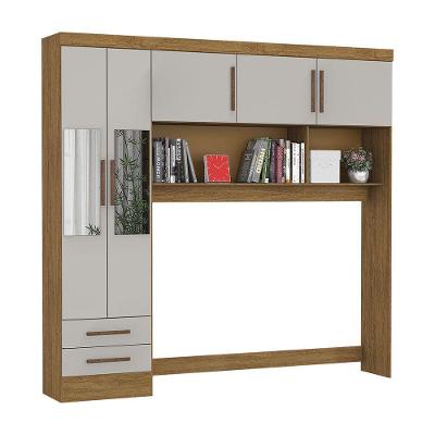 Guarda-roupa Modulado 5pts 2gvts Com Espelho Carioca Móveis Cinamomo/off White
