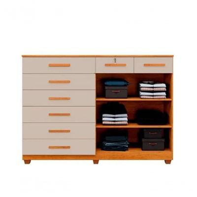 Cômoda 8 Gavetas 2 Portas New Triunfo Benetil Móveis - Cinamomo/off