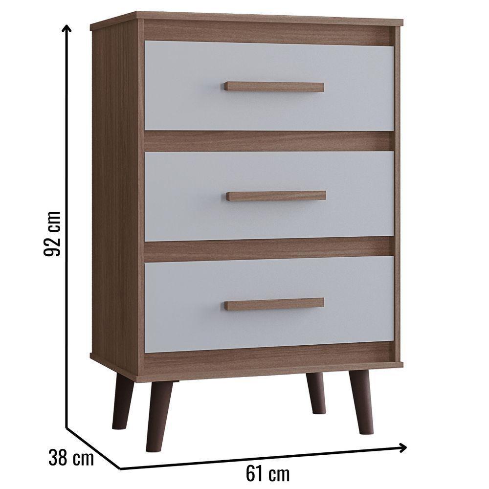 Cômoda Mila 3 Gavetas Savana Off White Moblis - 2