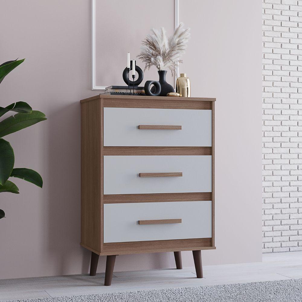 Cômoda Mila 3 Gavetas Savana Off White Moblis - 6