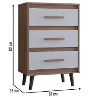 Cômoda Mila 3 Gavetas Savana Off White Moblis - 2