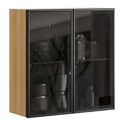 Armário Aéreo Art 2 Portas Vidro 80 Cm Freijó Preto Kit's Paraná