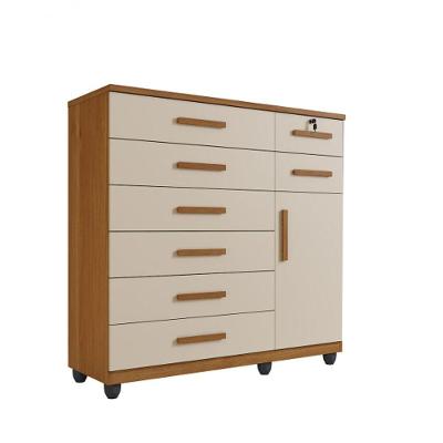 Cômoda New Vitória 8 Gavetas 1 Porta Benetil Móveis - Cinamomo/off