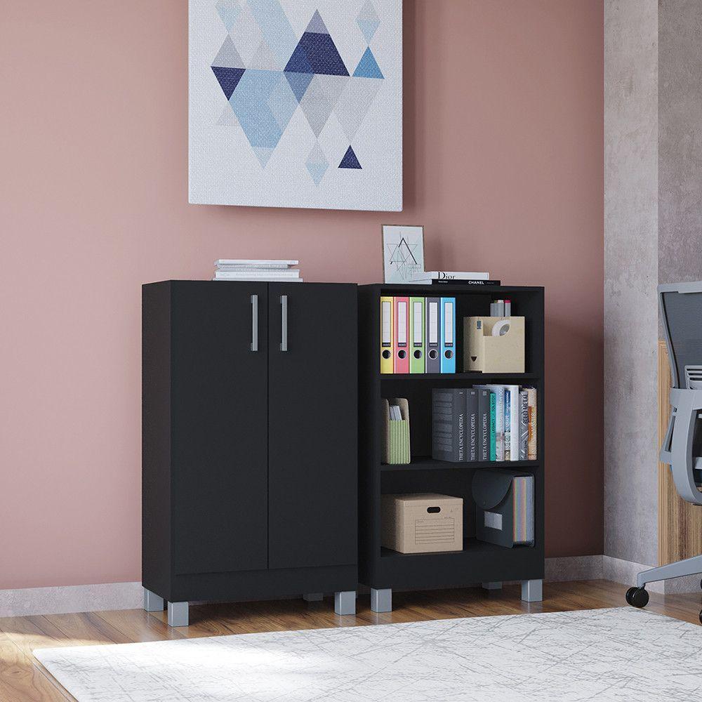 Multiuso Versati 2 Portas Design Moderno Poquema Preto - 4