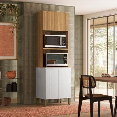 Paneleiro Duplo Art 3 Portas Kit's Paraná Cor:freijó ártico Riscatto