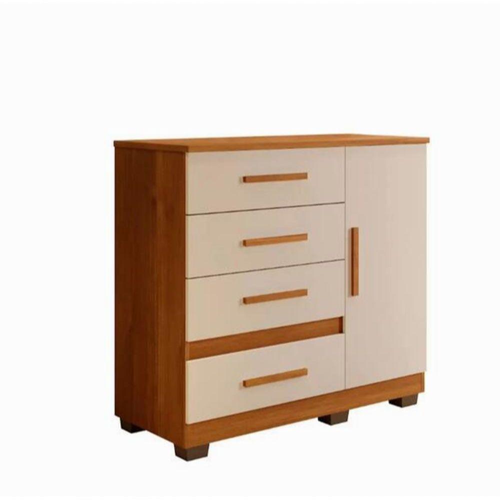 Cômoda New Florença 4 Gavetas 1 Porta Benetil Móveis - Cinamomo/off - 1