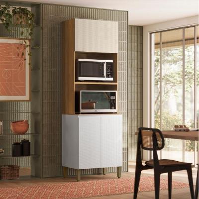 Paneleiro Duplo Art 3 Portas Kit's Paraná Cor:freijó ártico Soft