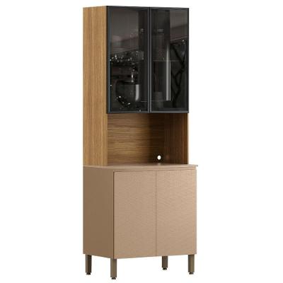 Paneleiro Art 4 Portas 80 Cm Vidro Kit's Paraná Cor:freijó Vanilla