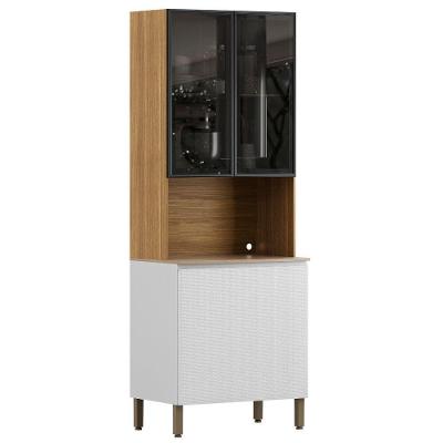 Paneleiro Art 4 Portas 80 Cm Vidro Kit's Paraná Cor:freijó ártico