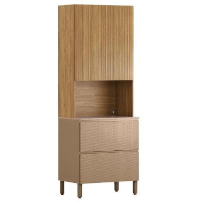 Paneleiro Art 3 Portas 1 Gaveta 80 Cm Kit's Paraná Cor:freijó Vanilla Riscatto