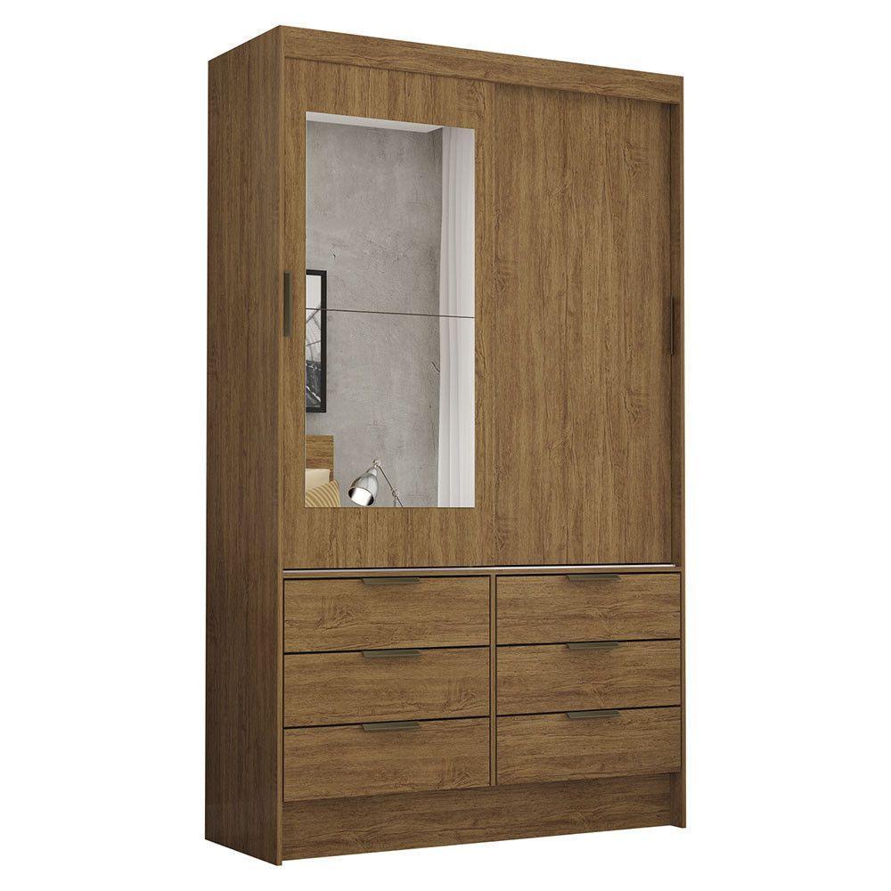 Guarda-roupa Sevilha 2 Pts 6 Gvts Com Espelho Carioca Móveis Cinamomo - 1