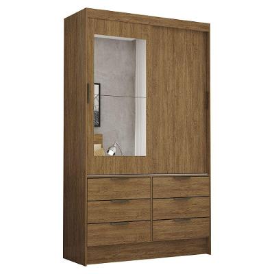 Guarda Roupa Guarda-roupa Sevilha 2 Portas de Correr 6 Gavetas Cinamomo