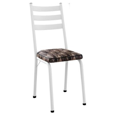 Cadeira Tubular Europa 118 Branco Assento Mosaico Palha Artef Mosaico Palha