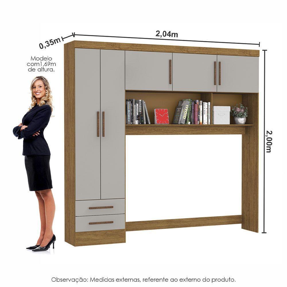Guarda-roupa Modulado 5 Portas 2 Gavetas Carioca Móveis Cinamomo/off White - 3