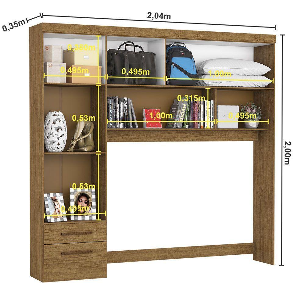 Guarda-roupa Modulado 5 Portas 2 Gavetas Carioca Móveis Cinamomo/off White - 4