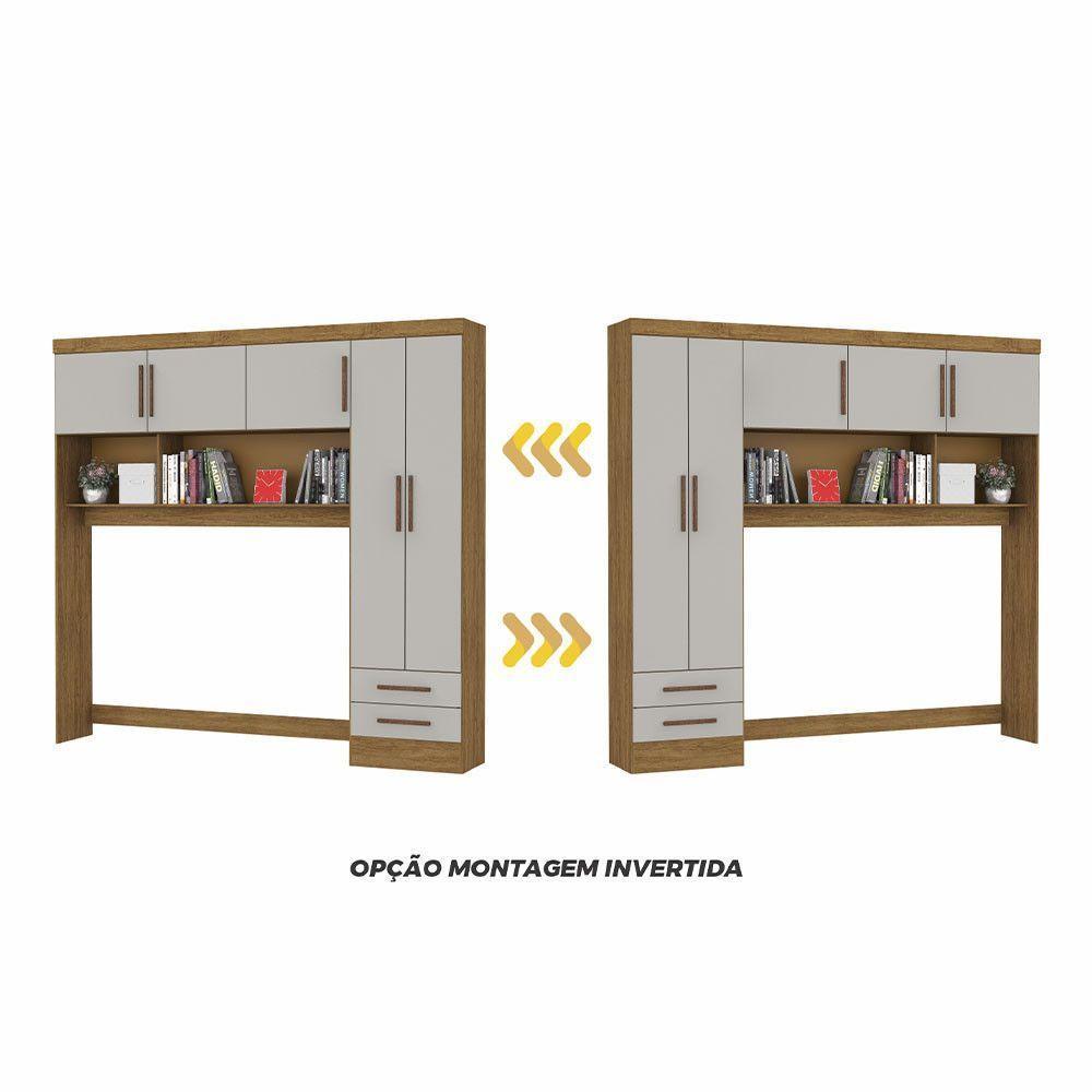 Guarda-roupa Modulado 5 Portas 2 Gavetas Carioca Móveis Cinamomo/off White - 6