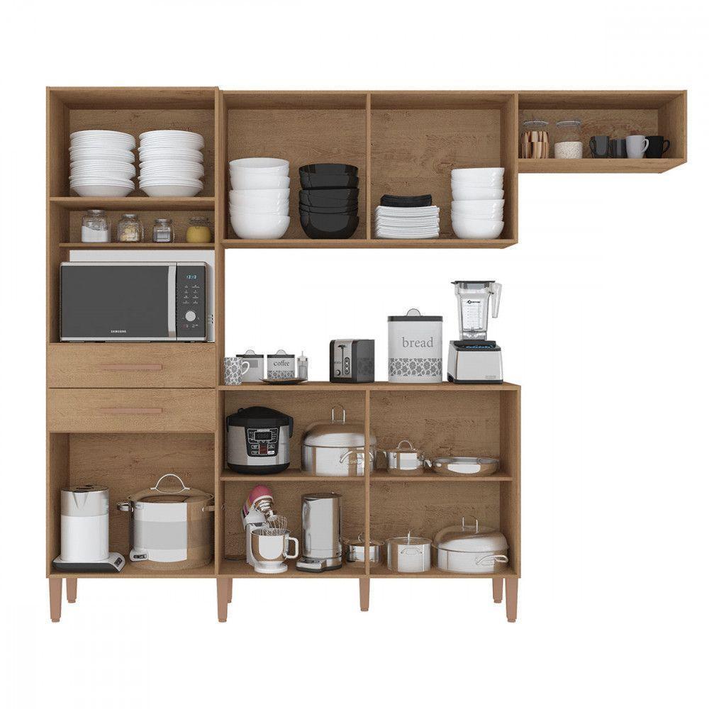 Cozinha Completa Salinas Top 6 Portas 2 Gav. Atualle Móveis Canelato Rustico/natura/off White - 3