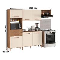 Cozinha Completa Salinas Top 6 Portas 2 Gav. Atualle Móveis Canelato Rustico/natura/off White - 4