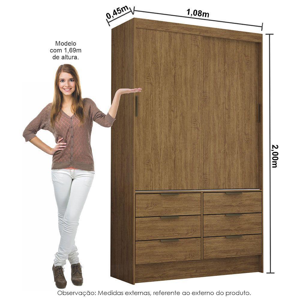 Guarda-roupa Sevilha 2 Portas 6 Gavetas Carioca Móveis Cinamomo - 3