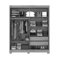 Guarda-roupa Solteiro Montana 2 Portas 2 Gav. Atualle Móveis Freijo Rustico/preto/green Fosco - 3