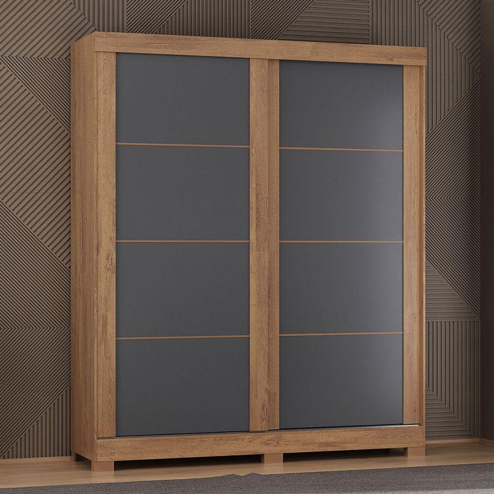 Guarda-roupa Solteiro Montana 2 Portas 2 Gav. Atualle Móveis Canelato/grafite/off White - 2