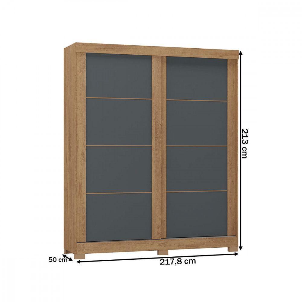 Guarda-roupa Solteiro Montana 2 Portas 2 Gav. Atualle Móveis Canelato/grafite/off White - 4