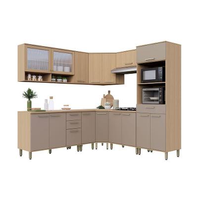 Cozinha Completa 100% Mdf De Canto 9 Peças Com Tampo Freijó-cinammon