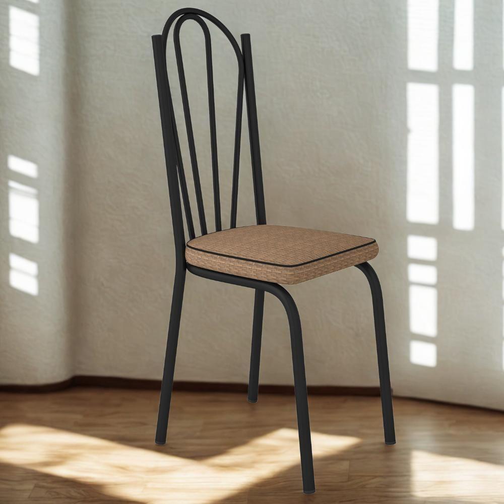 Cadeira Tubular Europa 121 Preto Assento Rattan Artef Rattan - 2