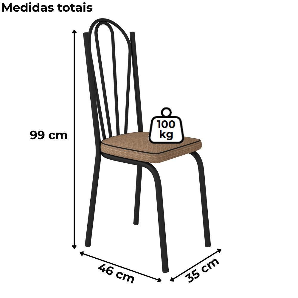 Cadeira Tubular Europa 121 Preto Assento Rattan Artef Rattan - 3