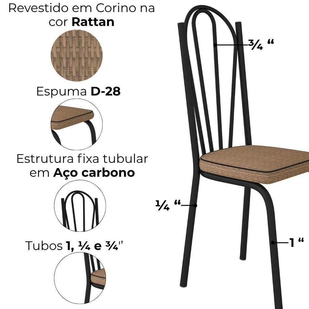Cadeira Tubular Europa 121 Preto Assento Rattan Artef Rattan - 5
