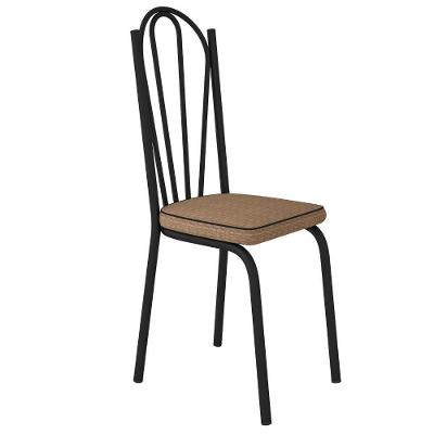 Cadeira Tubular Europa 121 Preto Assento Rattan Artef Rattan