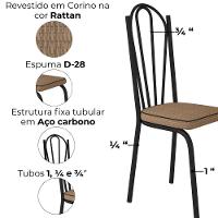 Cadeira Tubular Europa 121 Preto Assento Rattan Artef Rattan - 5