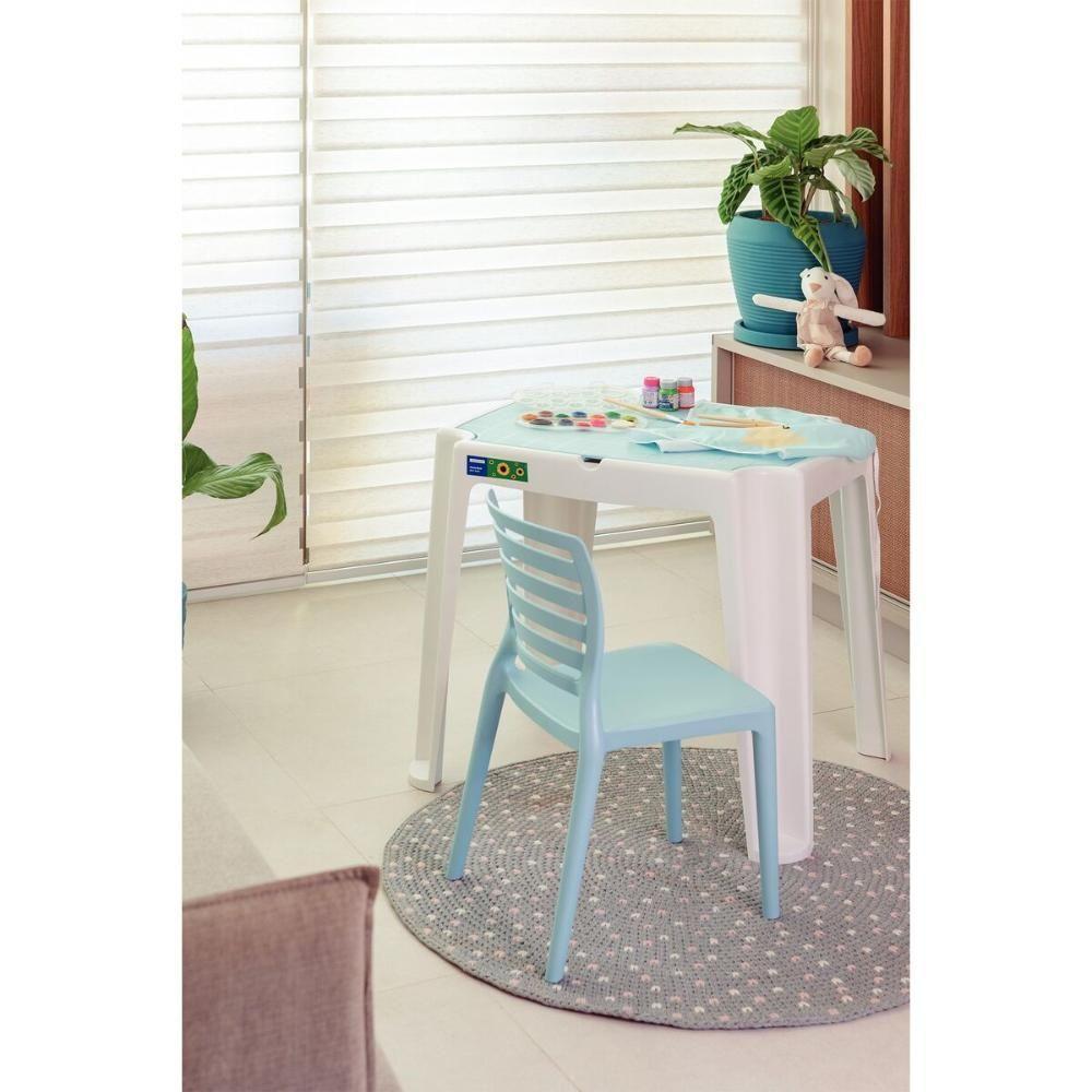 Conjunto De Mesa E Cadeira Infantil Tramontina Beni Em Polipropileno Azul Com Quadro De Atividades - 8