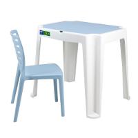 Conjunto De Mesa E Cadeira Infantil Tramontina Beni Em Polipropileno Azul Com Quadro De Atividades - 7